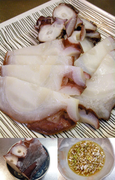 羅臼産の蛸の刺身