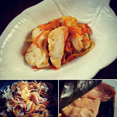 “鶏ムネ肉と野菜の炒め物”